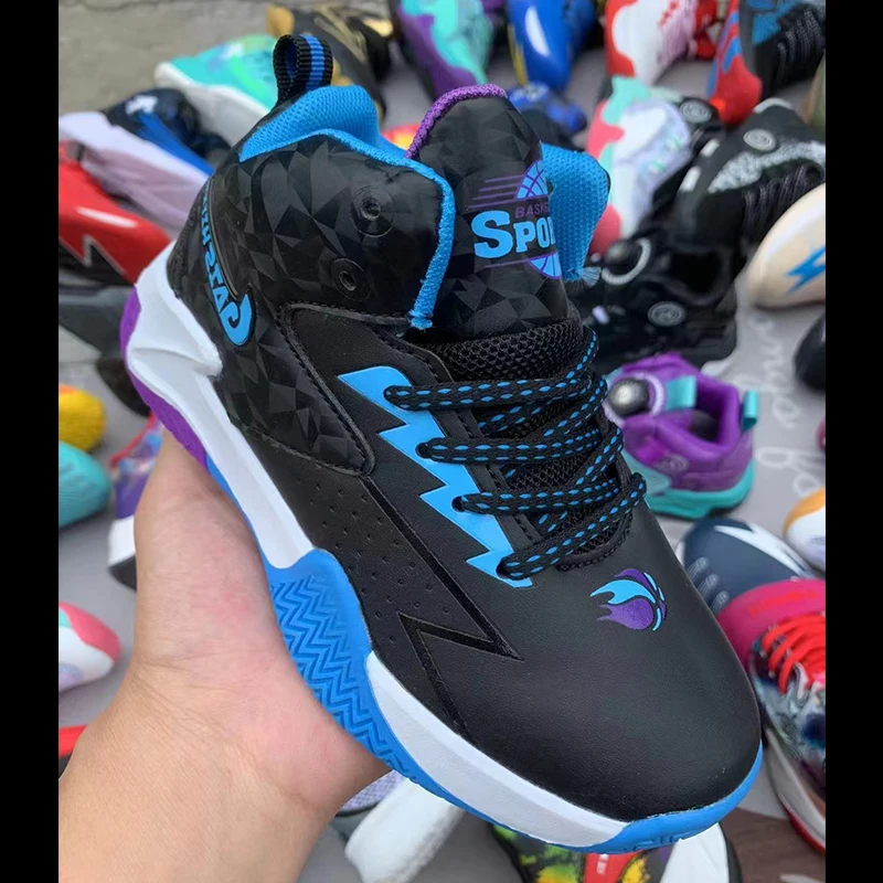 C24202 High Quality Pu Leather Kids Basketball Shoes For Boys
