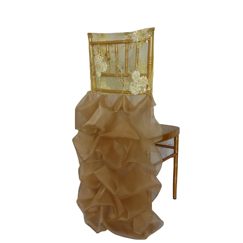 Wedding Decoration Champagne Gold Elegant Hand Embroidery Design Silk