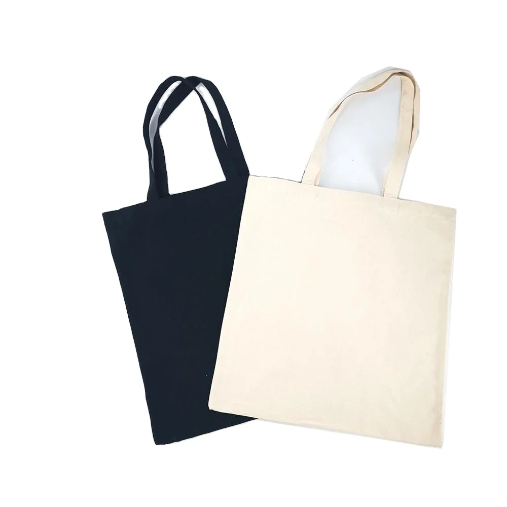 FeiFei Customized Black White Screen Print Plain Cotton Bag Canvas Tote Bag  with Pocket and Zipper