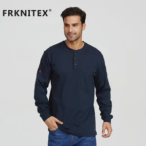 FR Flame Resistant Shirts FR T NFPA2112/CAT2 7oz Men's Long Sleeve Fire Retardant Henley Shirts