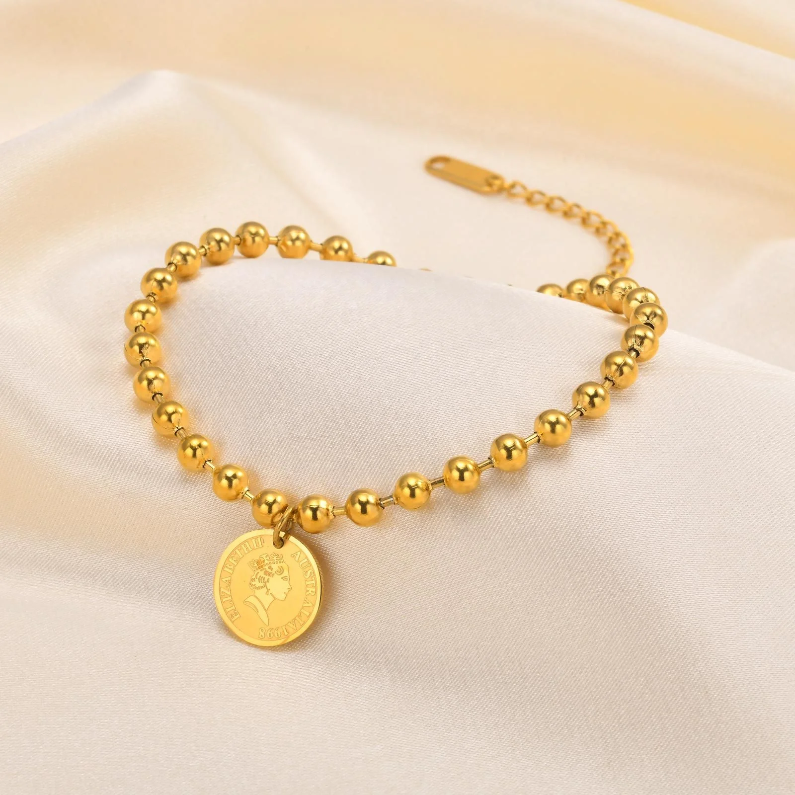 Wholesale 18K Gold Plated Bead Ball Bracelet - Trendy