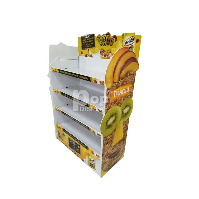 4 shelf snacks cardboard display promotional food PDQ stand POS stand countertop racks