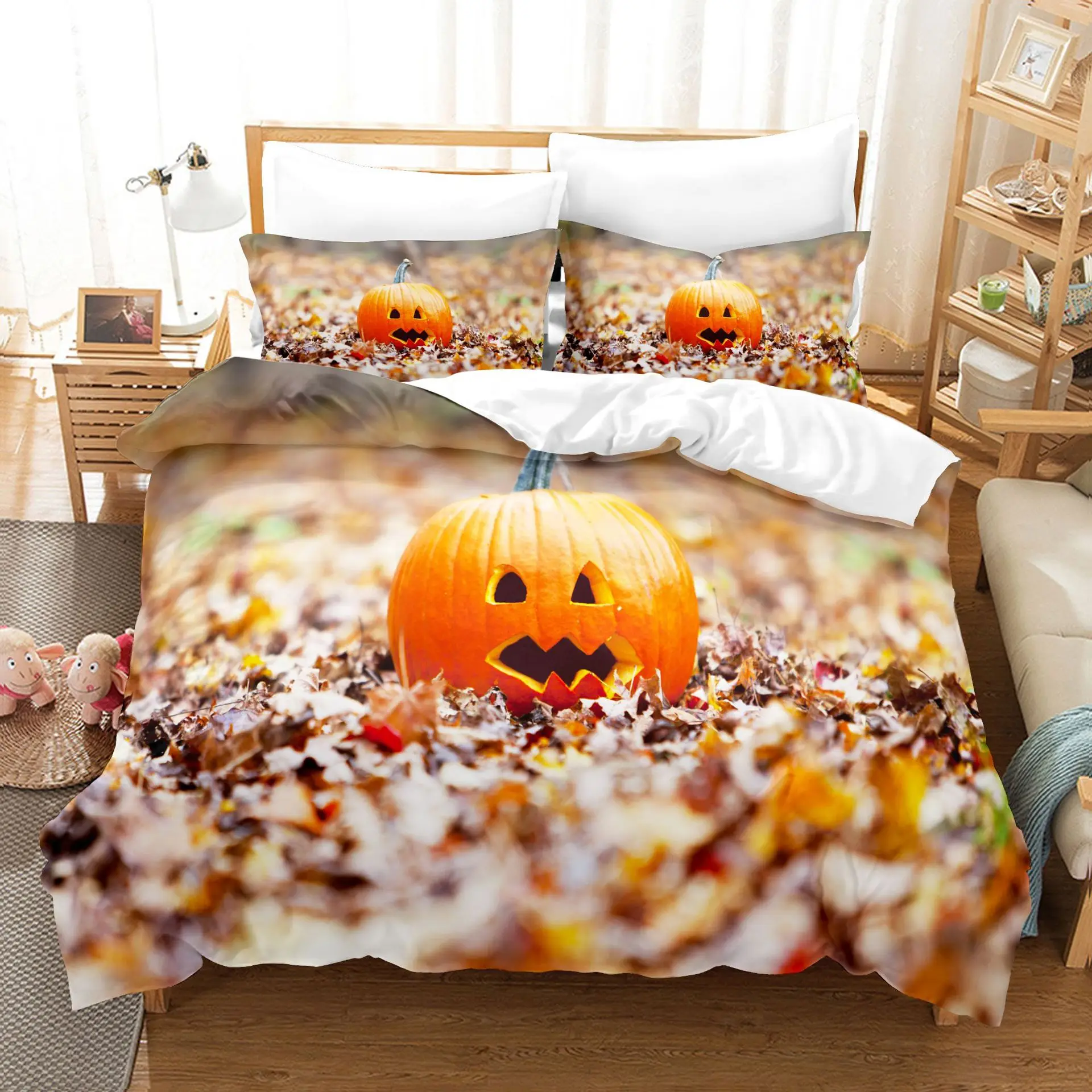 AOYATEX Home textile Halloween Festival Series Polyester Three Piece Bedding Set Digital Printing 3D Kids Duvet Cover Set