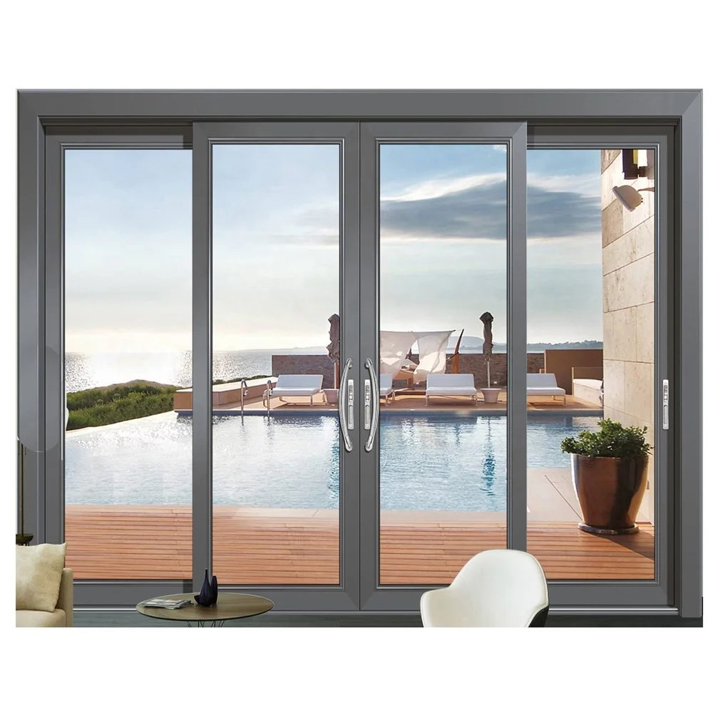 Latest Design Black Frame Soft Closing Glass Sliding Door Aluminium Door