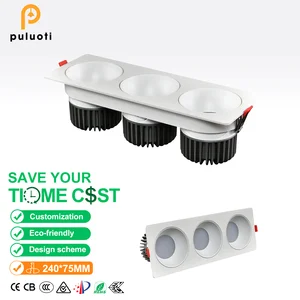 Modern Downlight Recessed Aluminum Anti Glare Downlight with 240*75mm Opening and 3*12W Power, Suitable for Indoor Installation