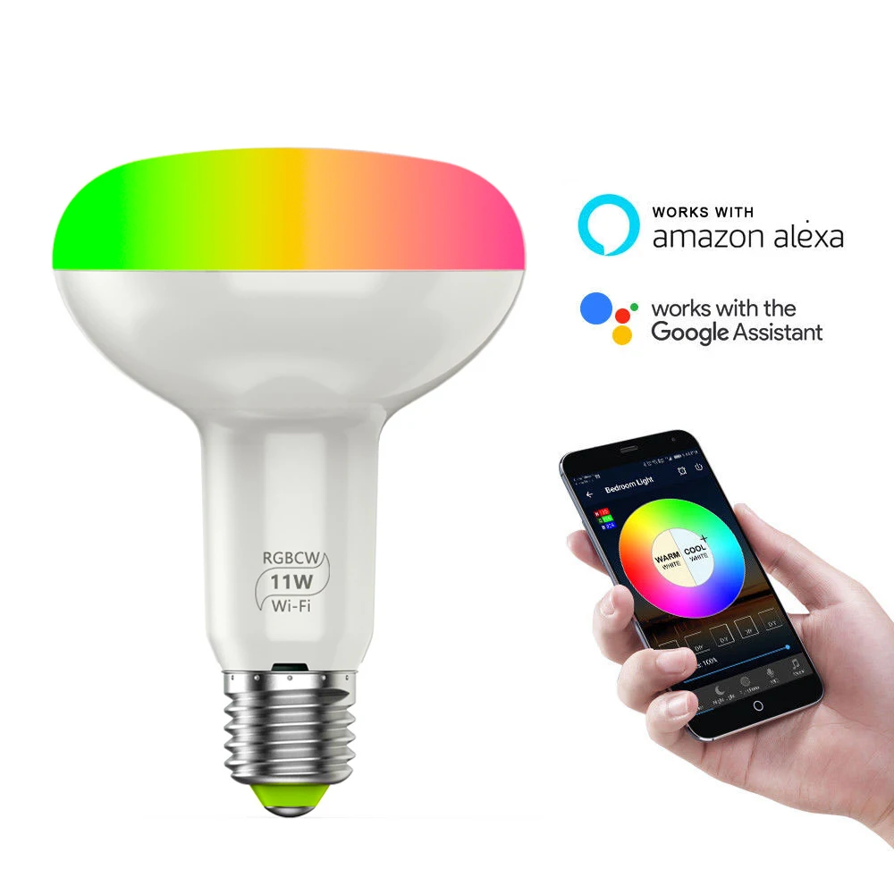 E27 11W  smart led light bulb wifi RGBW Compatible with Alexa and Google Home