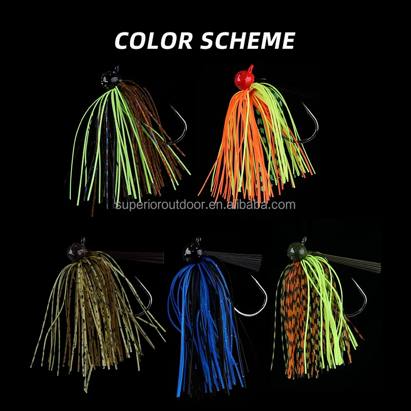 Superiorfishing Rugby Circle Head Rubber Jig 10g 3/8oz 14g 1/2oz Round