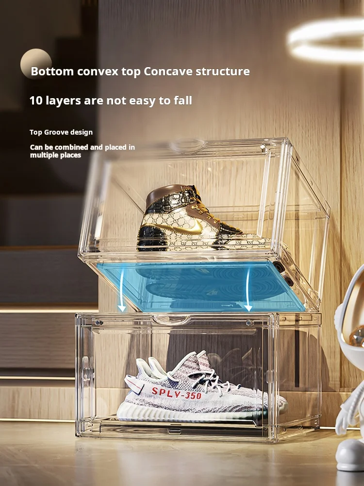Wholesale Stackable Plastic Shoe Box Clear Shoe Storage Box with