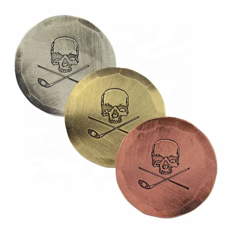 Custom Various Design Ball Markers Golf Embossed Alphabet Roundness Magnetic Metal Golf Ball Marker manufacture