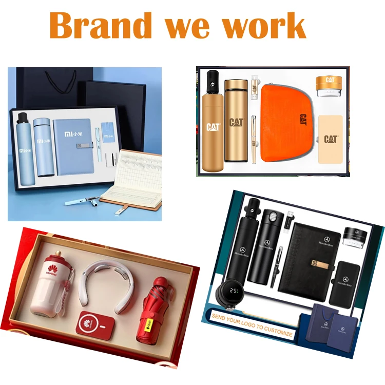 New Arrival 7 in 1 Promotional Business Flask Power Bank Umbrella Gift Set Custom Logo Luxury Set Employee Advertising Christmas