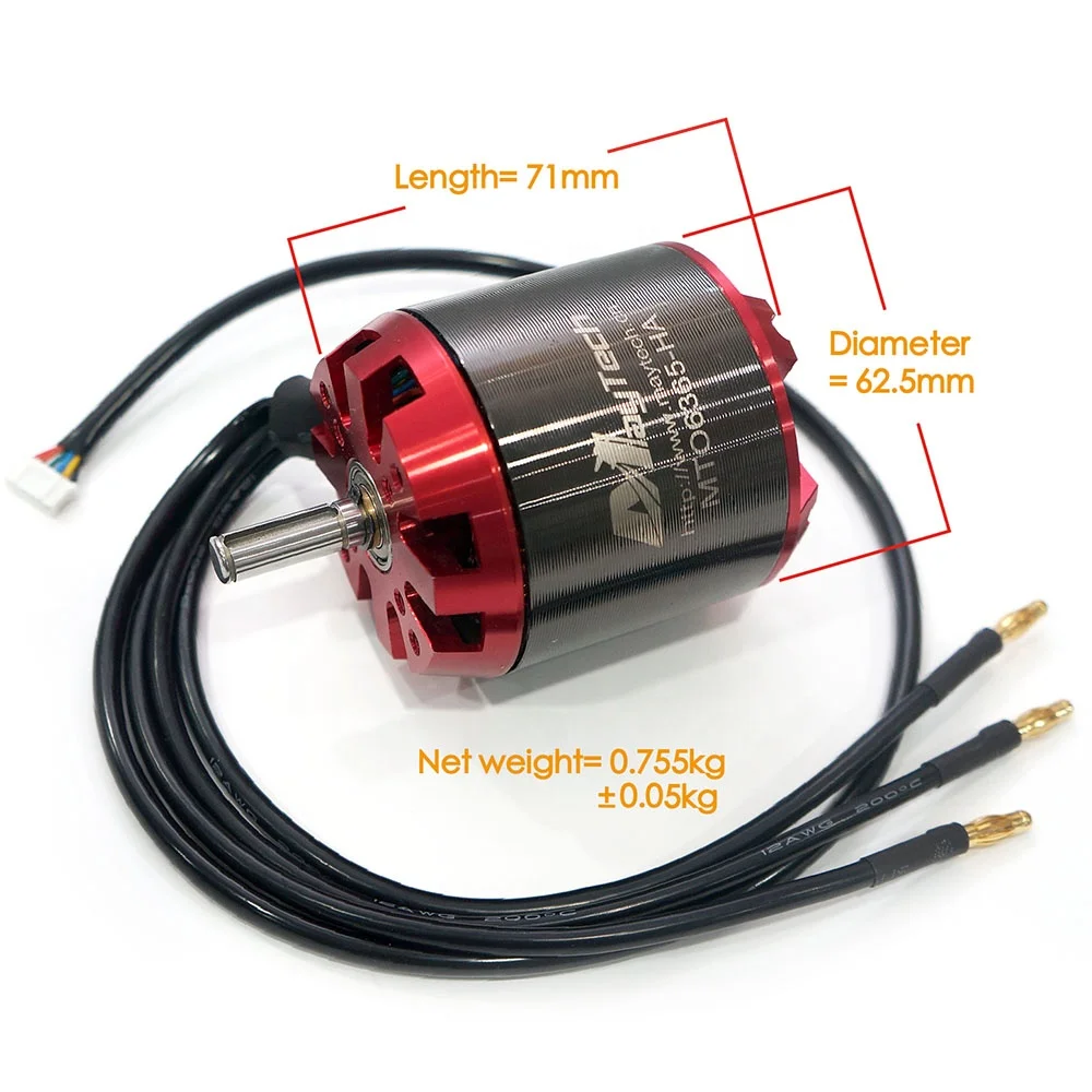 Maytech 6365 Sensor Brushless Motor 200 Kv Electric Paramotor Bldc Aluminum Outrunner for Skateboard Belt Driven Metal Material