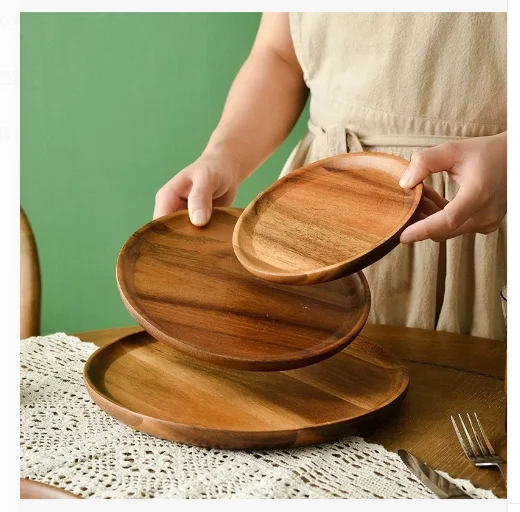 Wood Plates For Food Japanese Style Acacia Wood Tray Household Simple