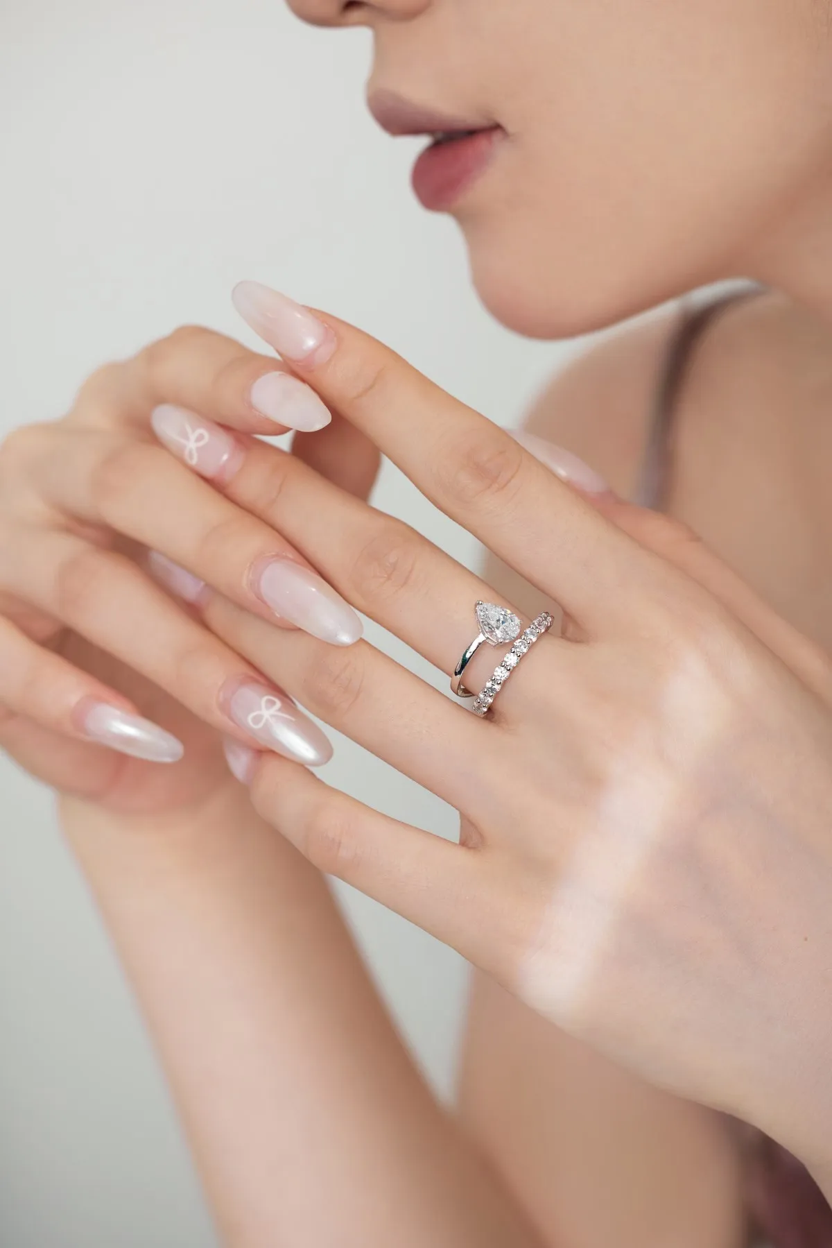 KAKODIY 925 Sterling Silver Engagement Wedding Ring Cubic Zirconia Pear Stackable Eternity Ring Jewelry for Women detail 2