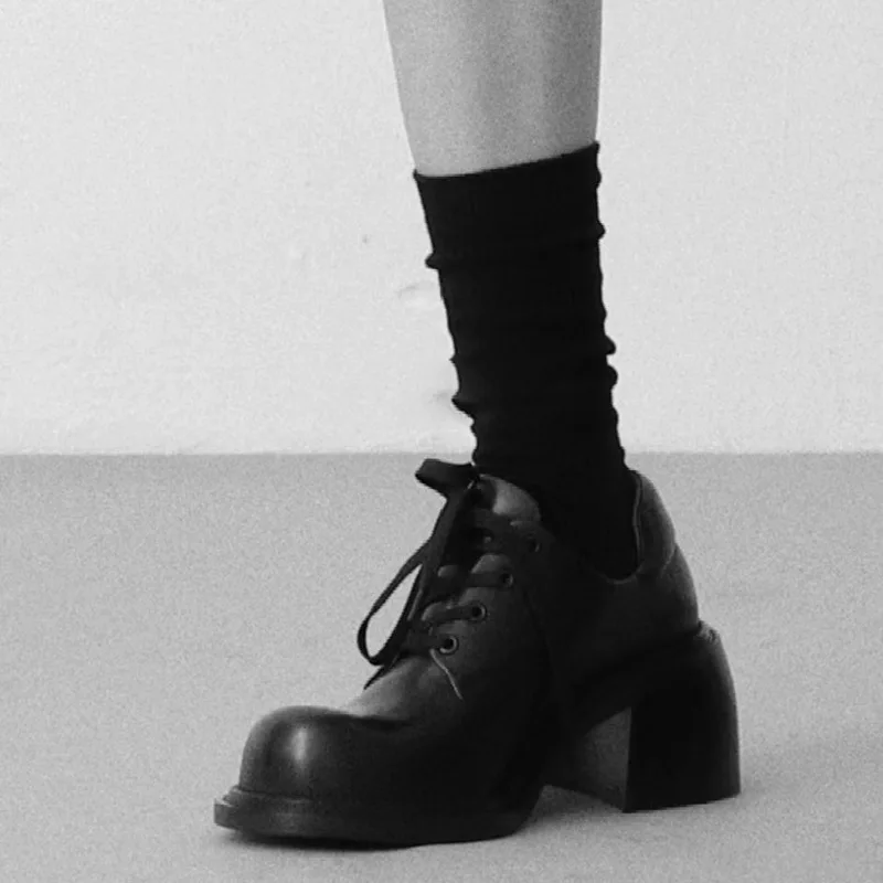 2024 Nice Women Latest Girls School Shoes Big Toe Chunky Heel High Quality Genuine Leather Shoes Lace-up Derby Shoes Loafers - Image 4