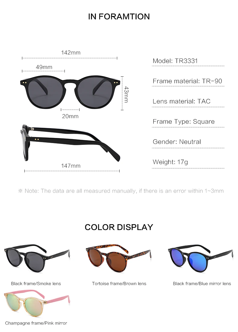 Tr90 Polarized Sunglasses Square Frame Sunglasses Professionally