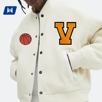 Mingmenyige Street Wear Logo Patches Baseball Jacket Truckers Letterman Custom Leather Varsity Jacket For Men