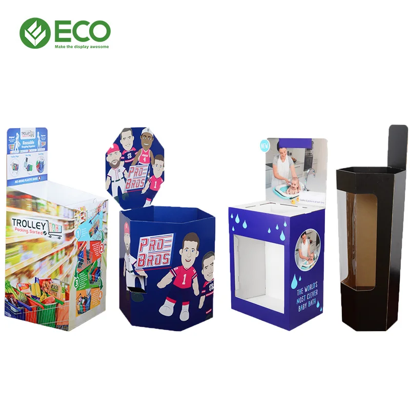 OEM ODM Custom Logo 12-Compartment Multi-Bin Corrugated Cardboard Floor Display Racks for Fresh Produce Supermarket