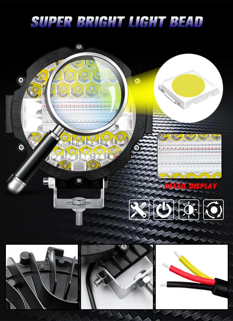 Hot Sales 51w Working Light Flood Spot Beam Work Product Round 7inch Led Worklight 3