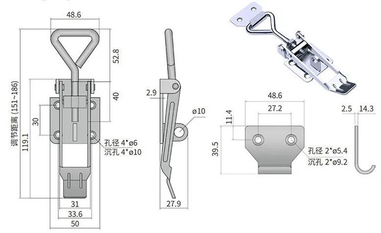 Factory Directly Steel Quick Release Toggle Clamp Clip 4001 4002 4003 Holding Metal Latch Hand Tool for Welding