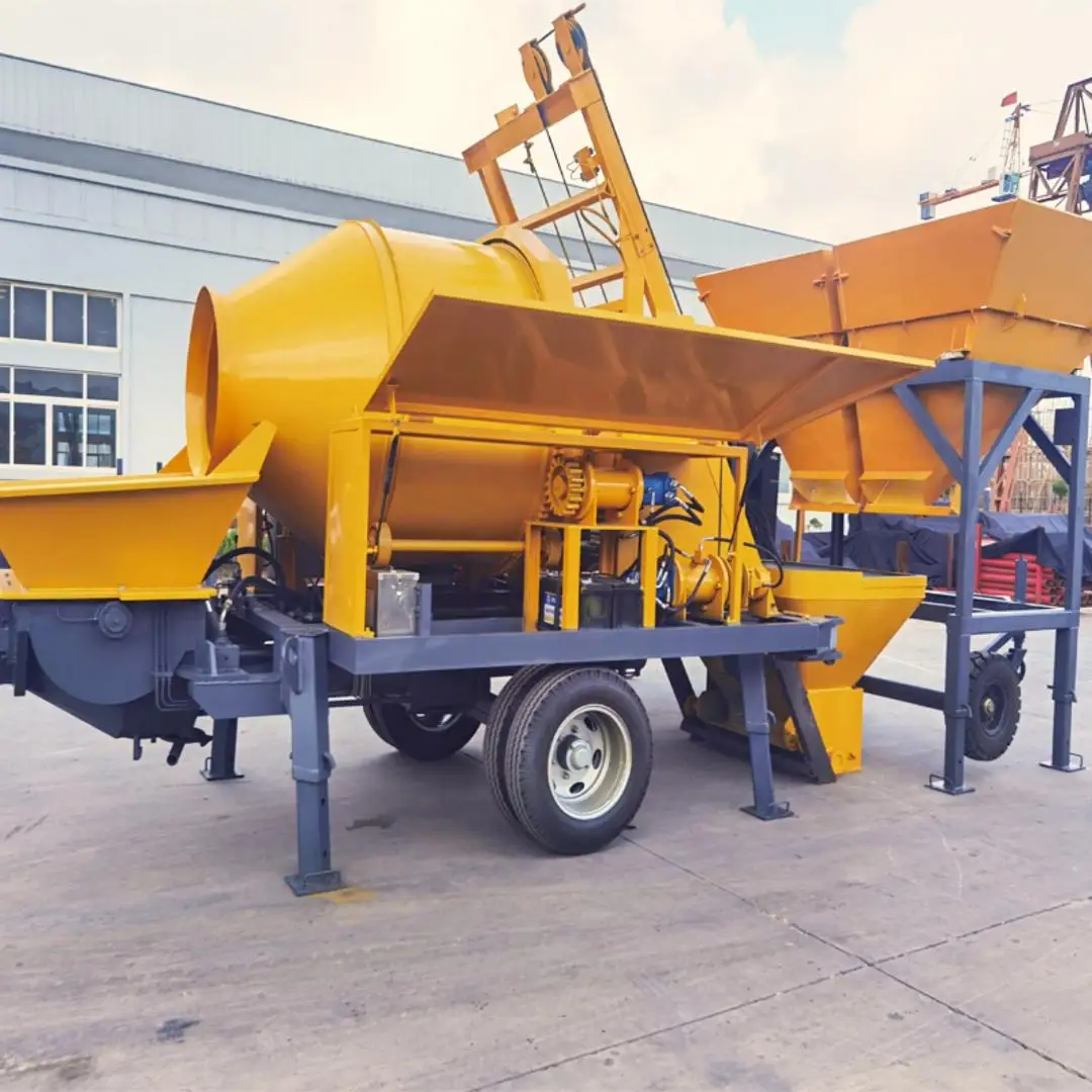 JBTS40 Small Types Portable Concrete Mixer With Pump/Pompe Et Melangeur En Beton on Construction Site