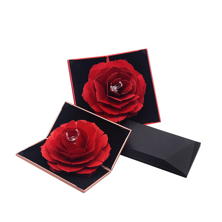 High Quality Pop Up Wedding Jewelry Box with Roses Rotating Rose