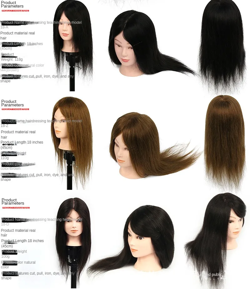 Human Hair Mannequin Head Male Practice Cut Bleach Color Hairdressing ...