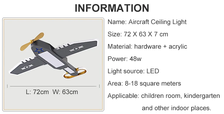Child room airplane light boy bedroom ceiling light creative personality modern simple cartoon room eye protection lamps