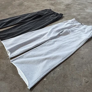 factory wholesale solid color blank mens baggy sweatpants custom raw hem men heavy weight wide leg joggers sweatpants