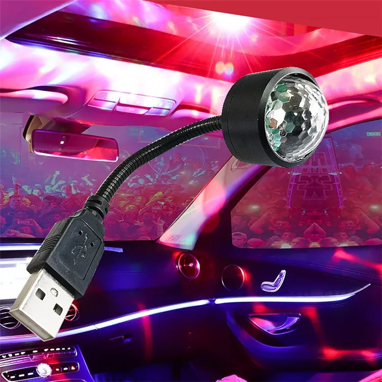 Jiadi USB LED Car Atmosphere Light Mini Portable Voice Control Strobe Lights for Kids Birthday Parties Stage DJ Lighting Disco Decoration 