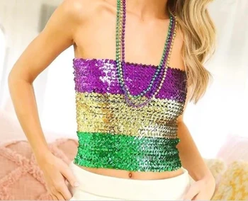 sequin mardi gras tube top