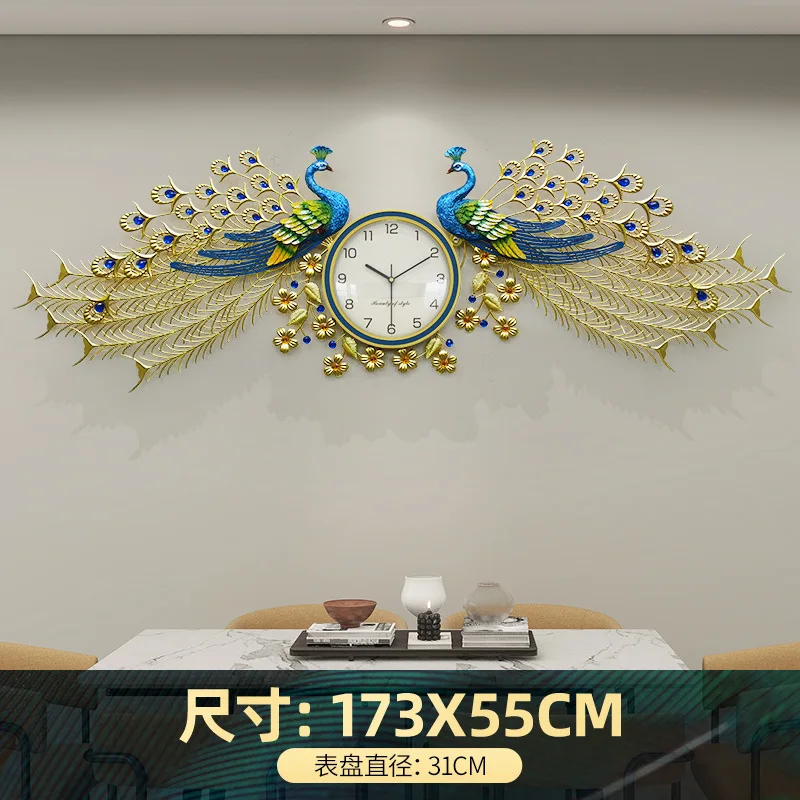 Металлические настенные часы в европейском стиле с бриллиантами и павлином креативные современные для гостиной 3d кварцевые