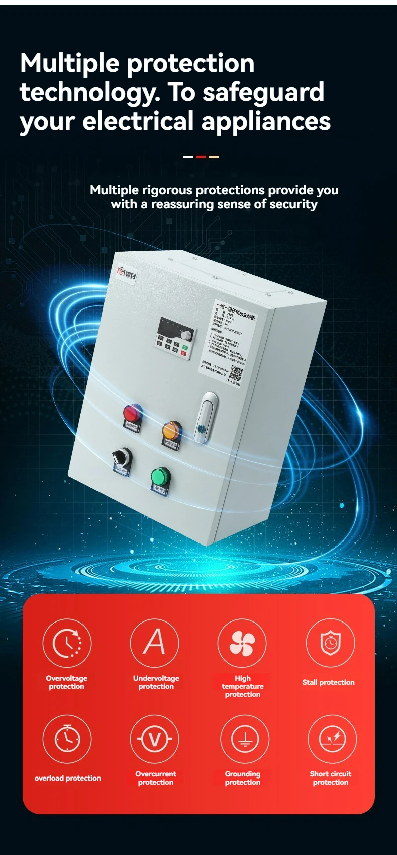 790 One Drag Inverter 1.5KW-22KW Variable Frequency VFD Single Phase Cabinet 220V/380V Constant Pressure Water Supply Motor