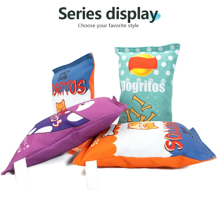 Pet Items Cyan Oxford Printed Potato Chips Dog Training Toys