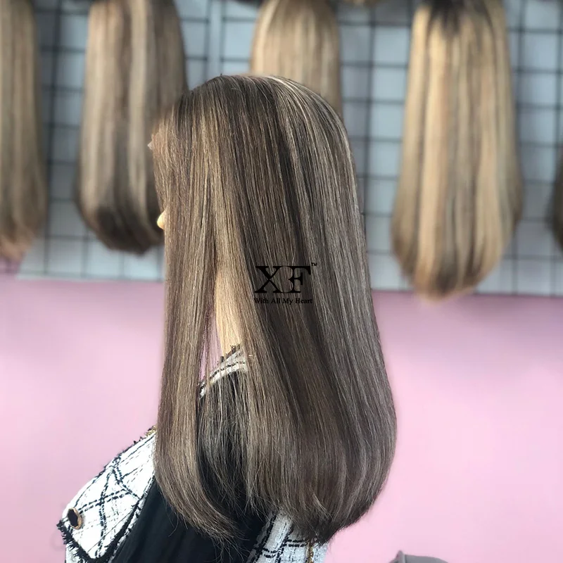 2024 Popular 19 Inches Transparent HD Swiss Lace Top Wigs ,XF 100% Brazilian Virgin Hair Jewish Lace Top Wigs
