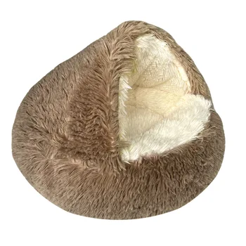 Wholesale Cat Bed Dog Bed Warm Soft Sleeping Nest Long Plush Puppy Flip Cover House Comfortable cove Non-Slip Bottom Bed