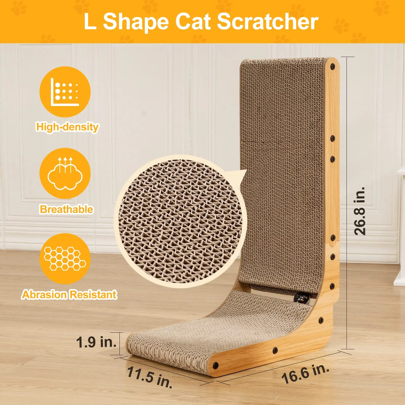 26.8 Inches Protecting Furniture L Shape Cat Nail Scratcher Pad