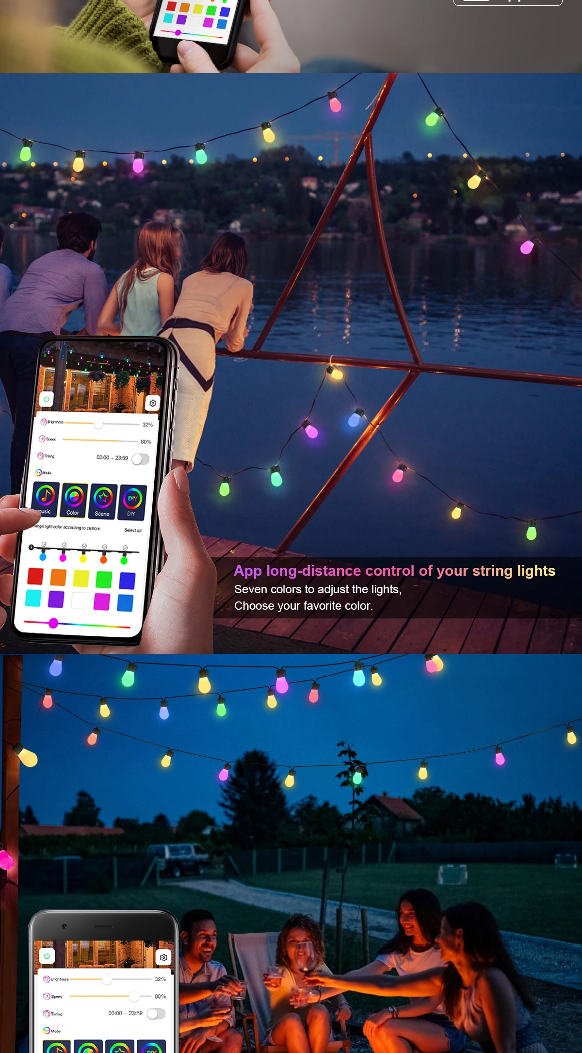 product 2024 new outdoor wireless rgb waterproof decorative light string oem wedding remote control decorative colorful light string-42