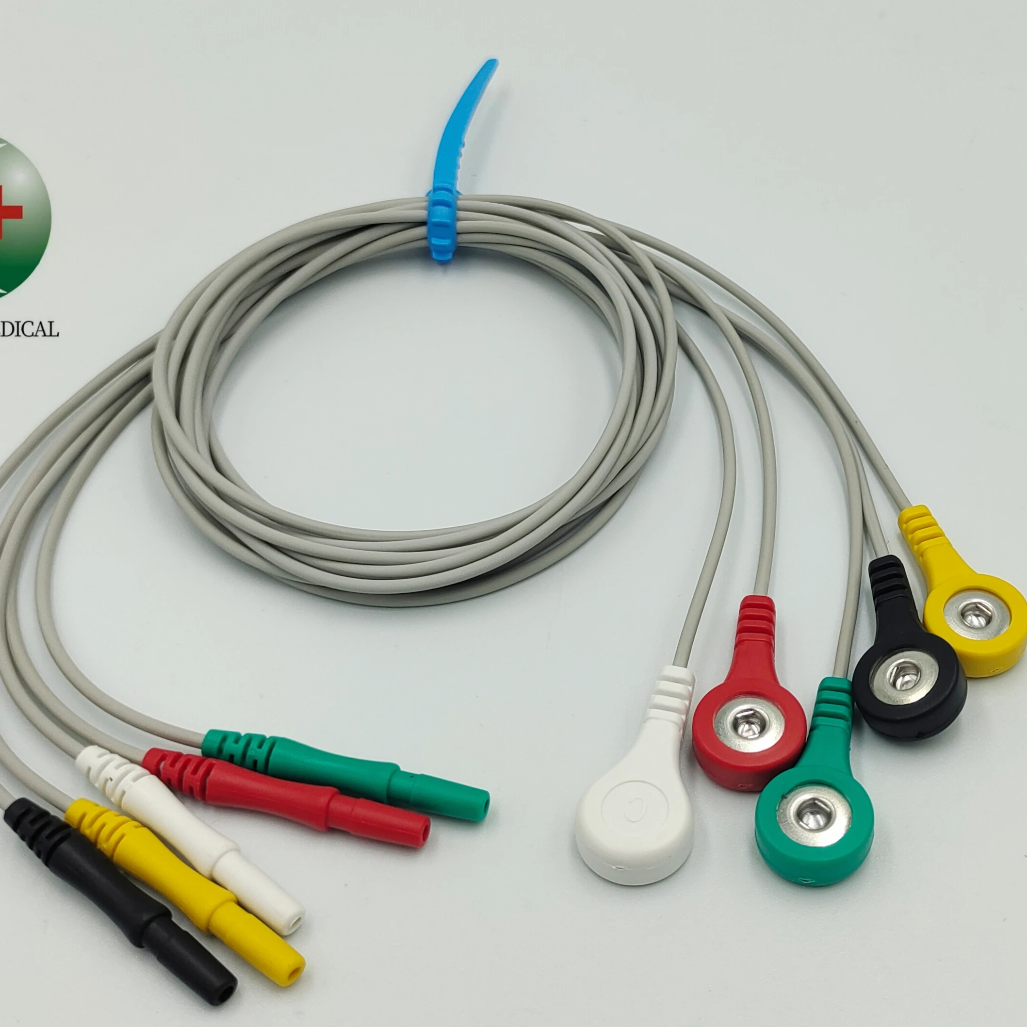 Compatible  Din 5 Lead IEC ECG Cable Lead Wires Snap Button