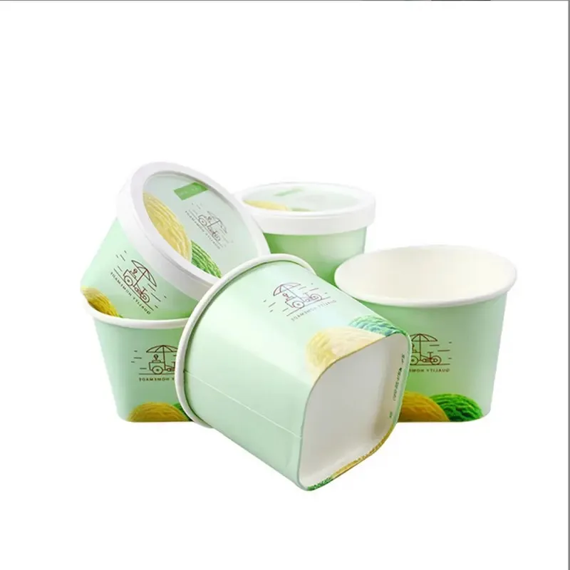 Hot-selling manufacturer Square customized disposable thickened packaged yogurt and ice cream household ice cream cup with lid