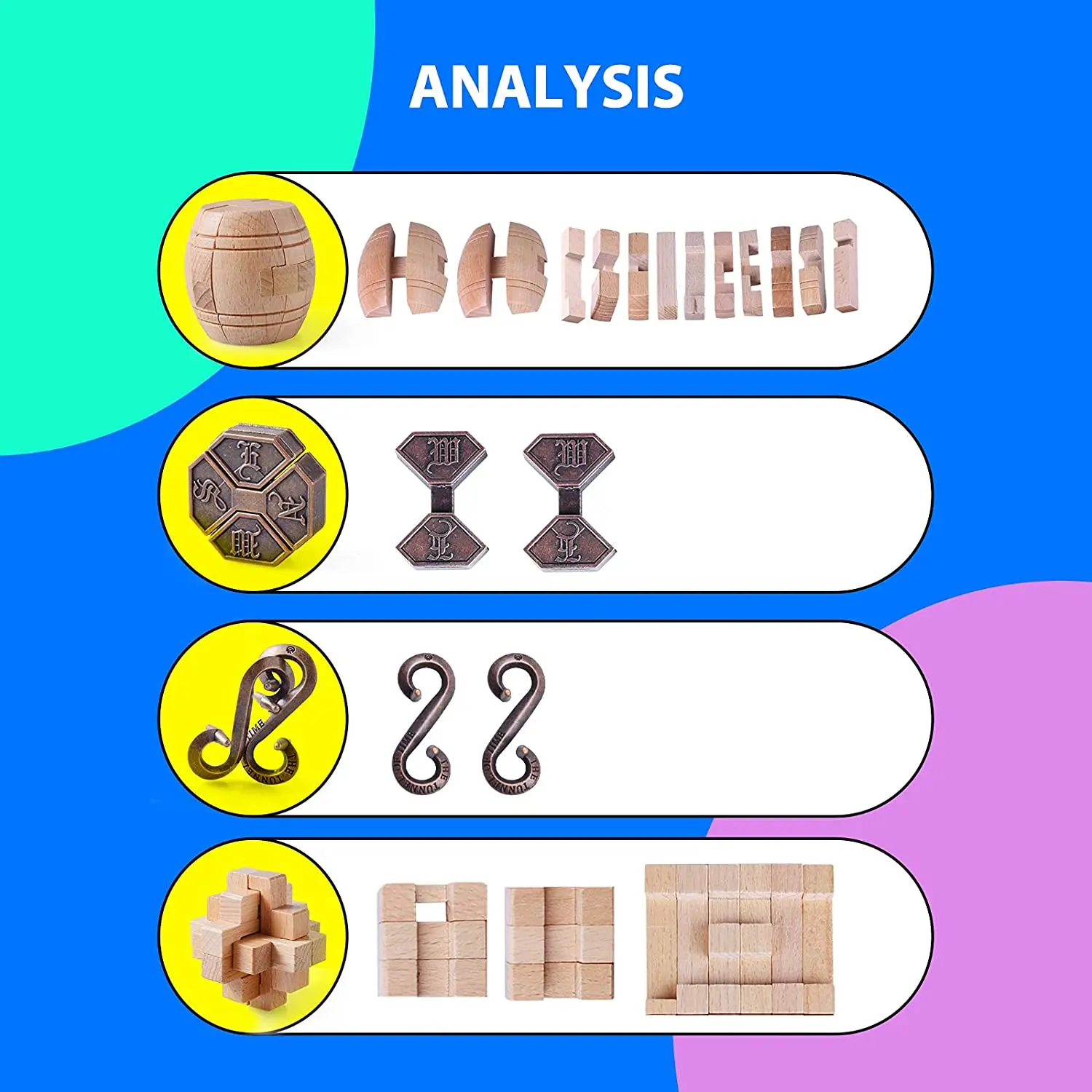 Unlock Interlock Assorted Intelligence Mind Logic 3d Burr Luban Kongming Lock Wooden Brain Teaser Puzzle Solutions Games Iq Toys