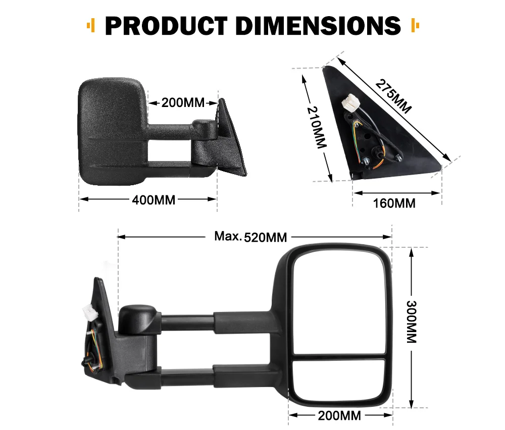 San Hima Car Extendable Towing Mirrors For Toyota Land Cruiser 100