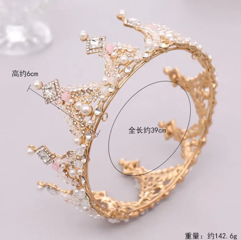 Тиары в стиле барокко для женщин винтажные золотистые украшения волос с кристаллами