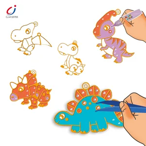 Chengji Children Creative Art Drawing Toys Set Dinosaur Series Diy Crystal Glue Painting Toy for Kids