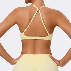 Fashionable Neck Hanging Twisted Design High  Sports Bra Beauty Back Support Personalized Customization Sports Yoga Bra
