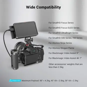 SmallRig Field Monitor Mount with NATO Clamp Camera Monitor Holder for 5 Inches and 7 Inches Monitor Tilt Adjustable-2906B detail image