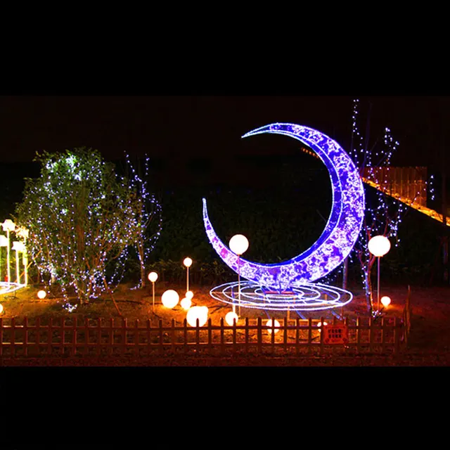 outdoor holiday decoration led moon star motif christmas light