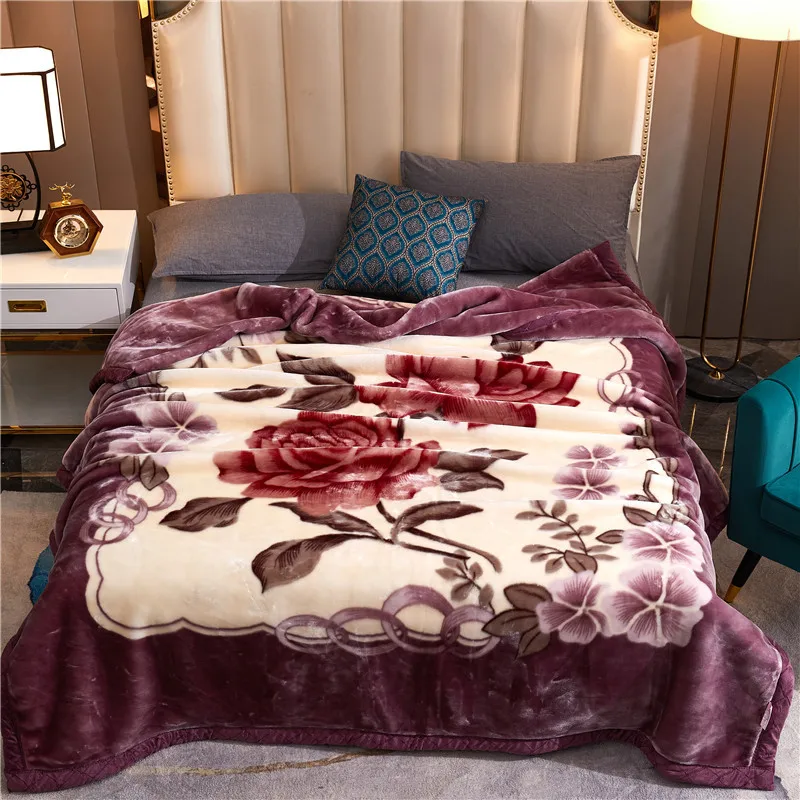 Double Thick Chunky Soft Fleece Plush Bed Blanket Thicker And Warming