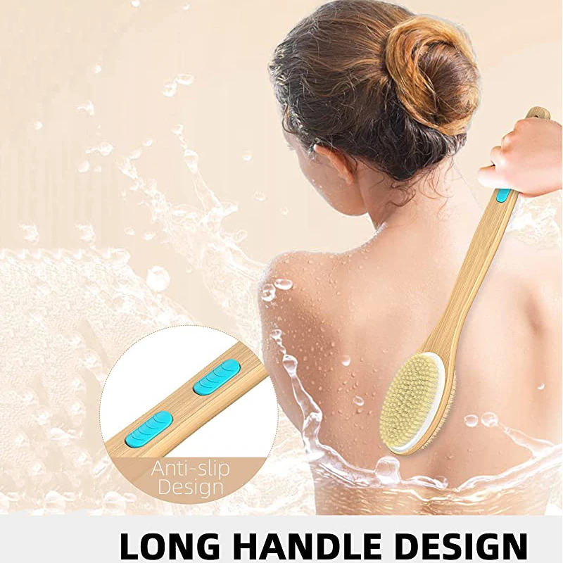 Hot Sale Antiskid Handshake Wood Handle Back Body Cleaning Bath Brush