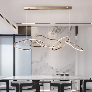 Modern Nordic Designer Stainless Steel Ring Luxury Creative Chandelier for Restaurant Home Villa or Hotel 3000K Home Decor