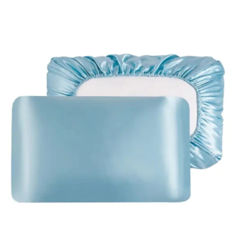 Luxury Satin Pillow case Double Side Fitted Bonnet Pillowcase Cover Set with Elastic Band